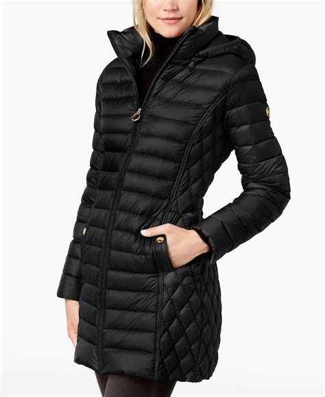 michael kors womens packable puffer coat|Michael Kors removable hood coats.